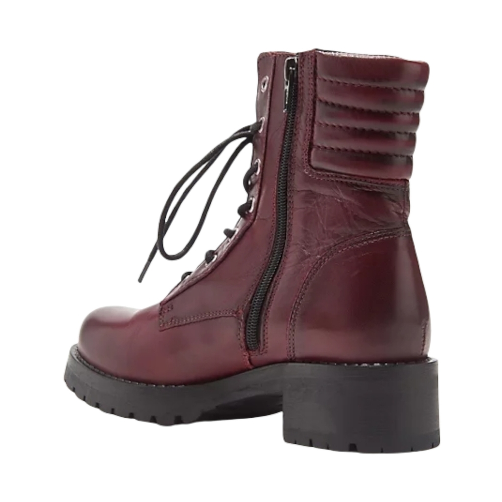 Miz Mooz Bordeaux Leather Lace Up Combat Boots - Picture 3 of 6